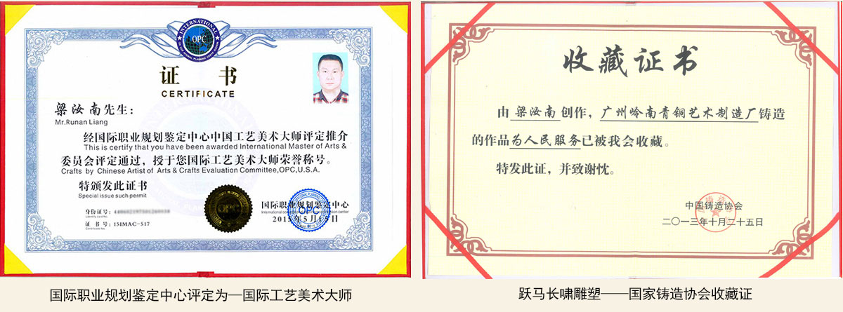 梁汝南大師部分榮譽證書展示